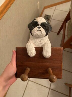 Michael Park Wooden Carved/Resin Shih-Tzu Leash Holder/ Hooks